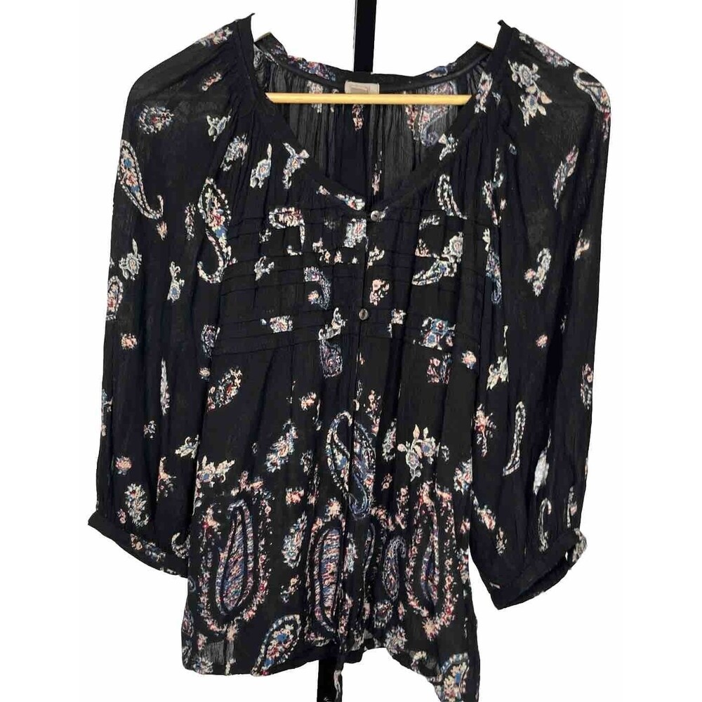 Ecote Urban Outfitters Boho‎ Blouse XS Peasant Flowy Floral Paisley Whimsigoth